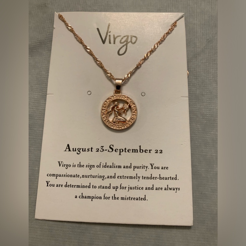 Virgo Pendant on 19” Rose Gold Color Chain